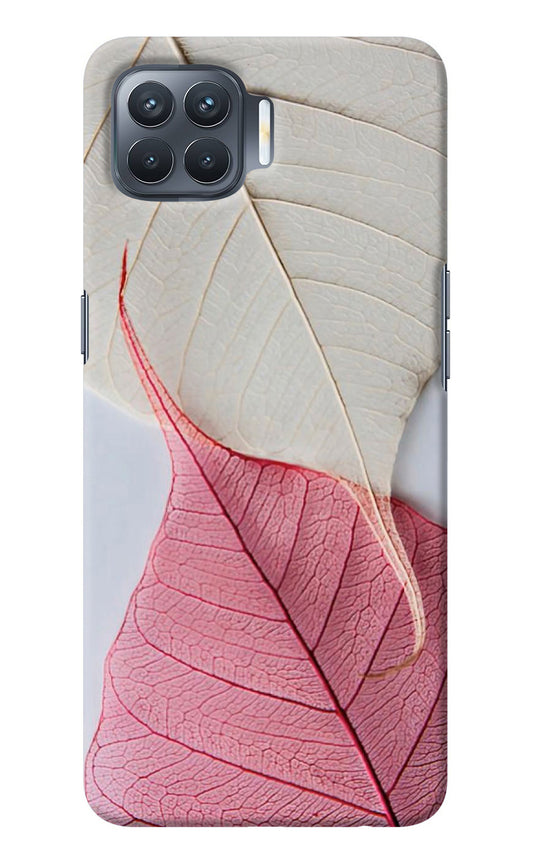White Pink Leaf Oppo F17 Pro Back Cover