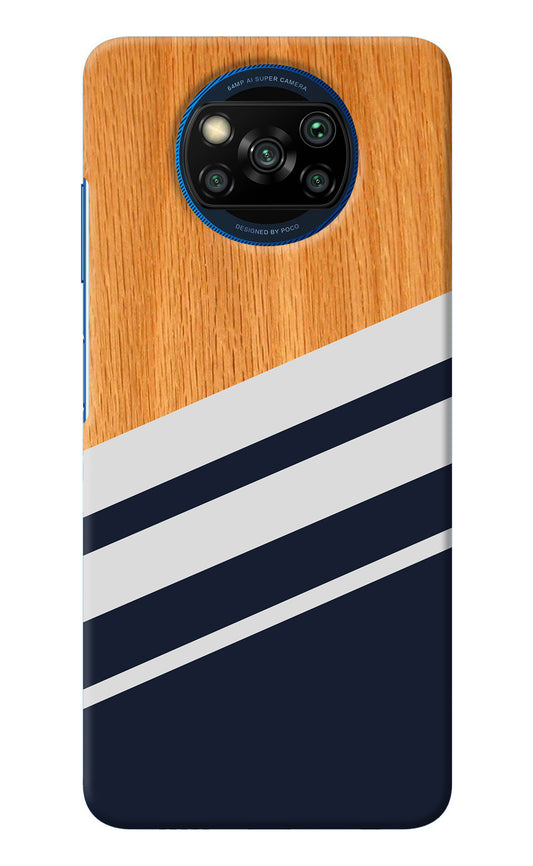 Blue and white wooden Poco X3/X3 Pro Back Cover