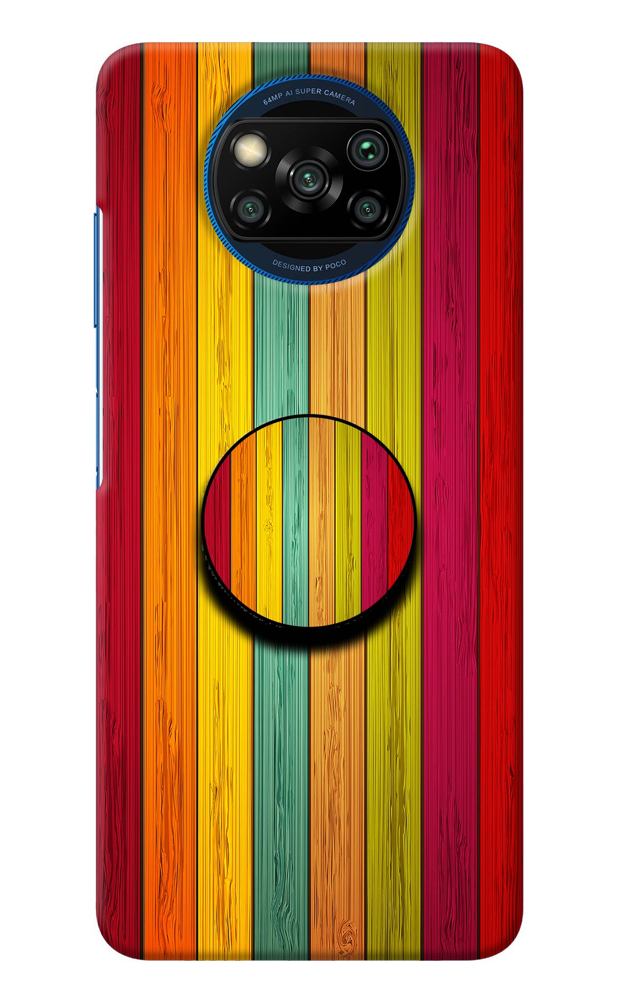 Multicolor Wooden Poco X3/X3 Pro Pop Case