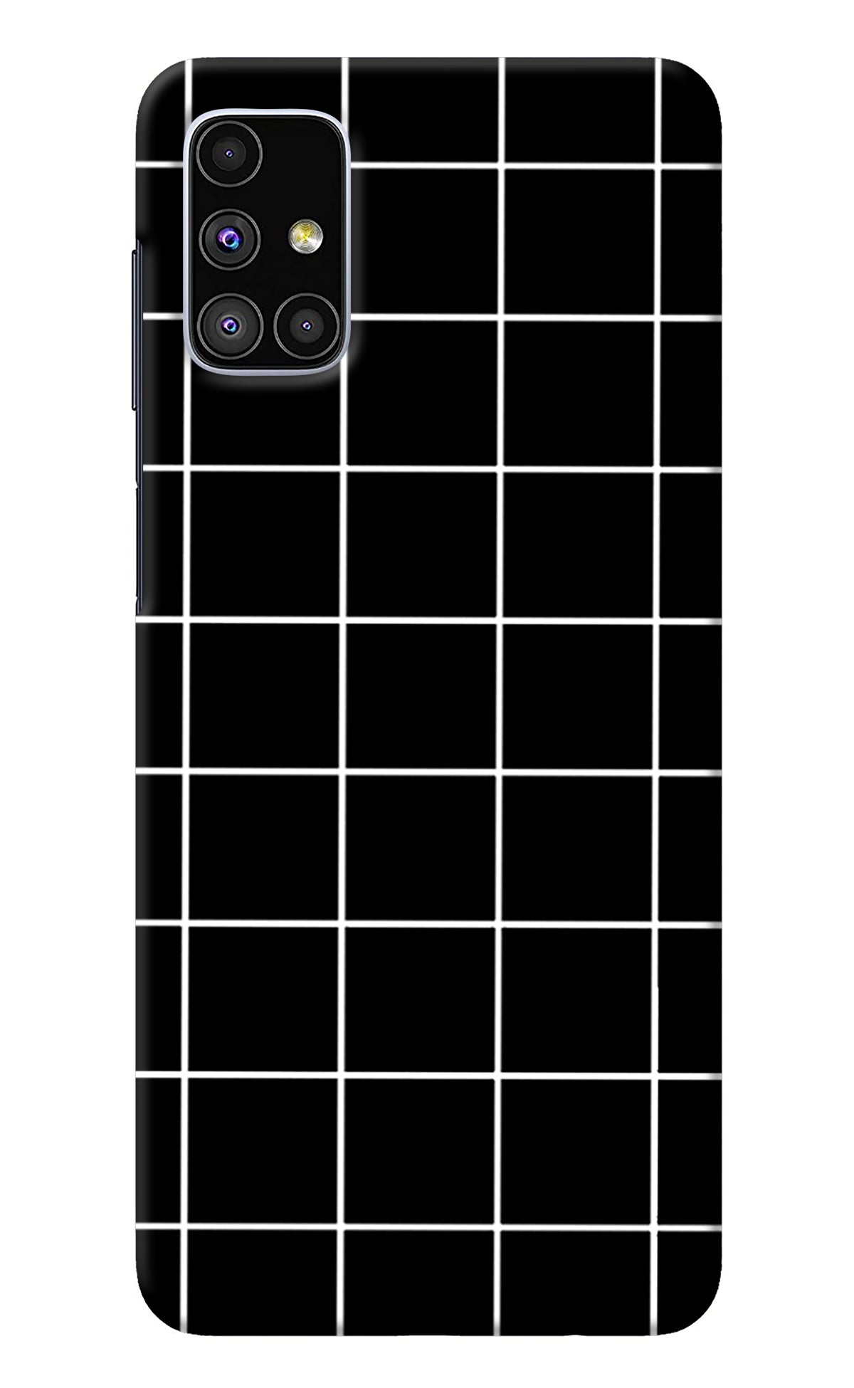 White Grid Samsung M51 Back Cover