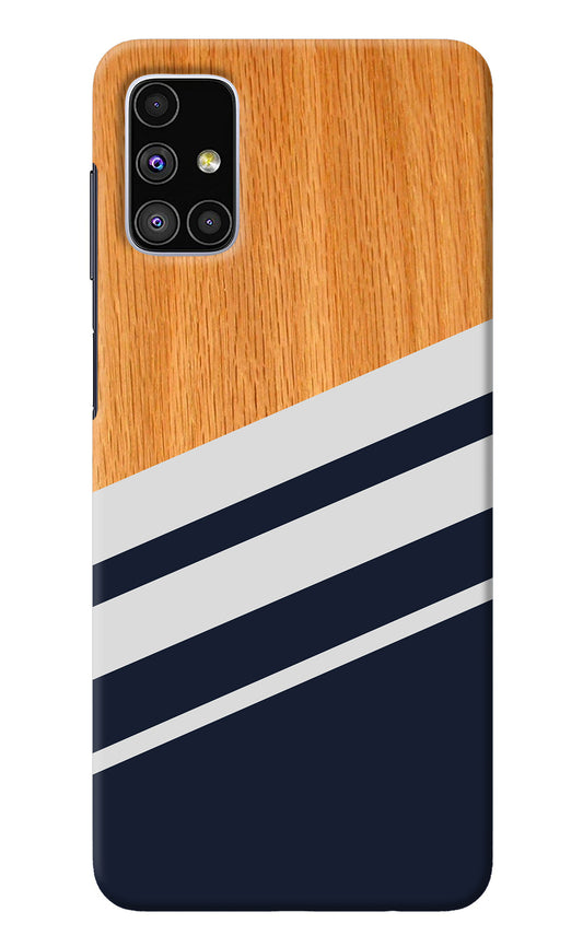 Blue and white wooden Samsung M51 Back Cover