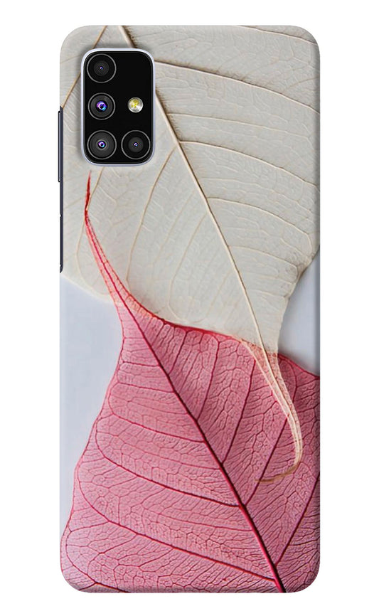 White Pink Leaf Samsung M51 Back Cover
