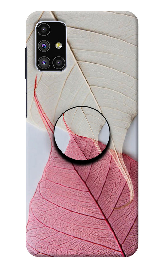 White Pink Leaf Samsung M51 Pop Case