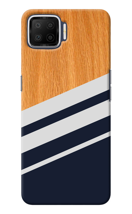 Blue and white wooden Oppo F17 Back Cover