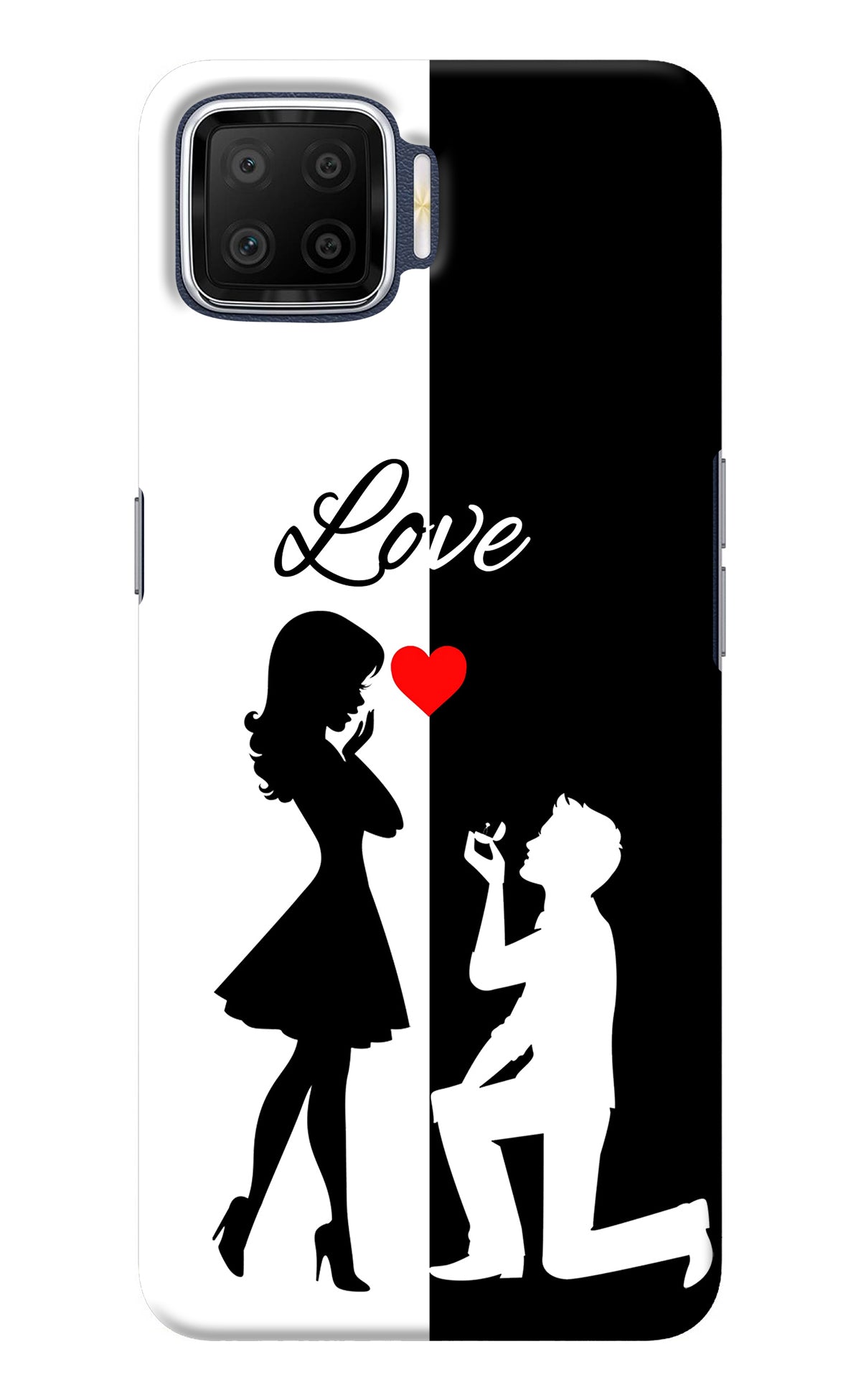 Love Propose Black And White Oppo F17 Back Cover