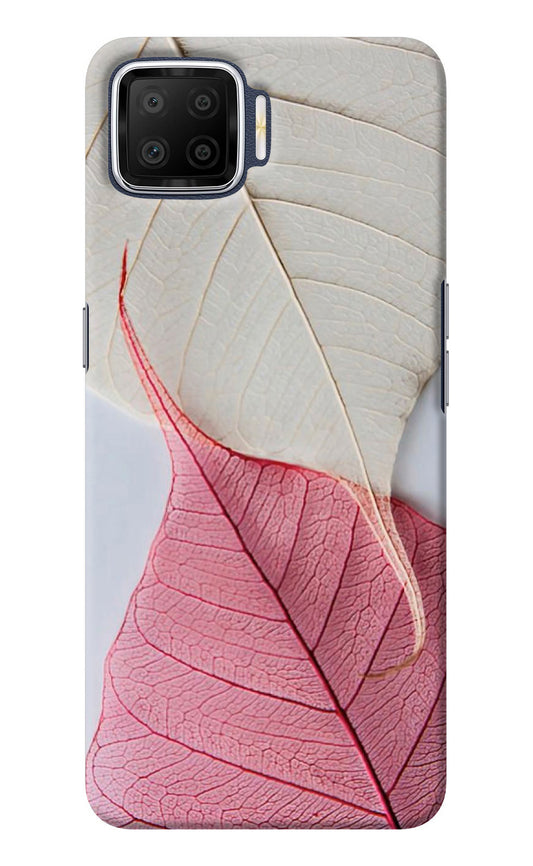 White Pink Leaf Oppo F17 Back Cover