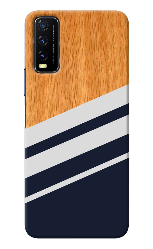 Blue and white wooden Vivo Y20/Y20i Back Cover