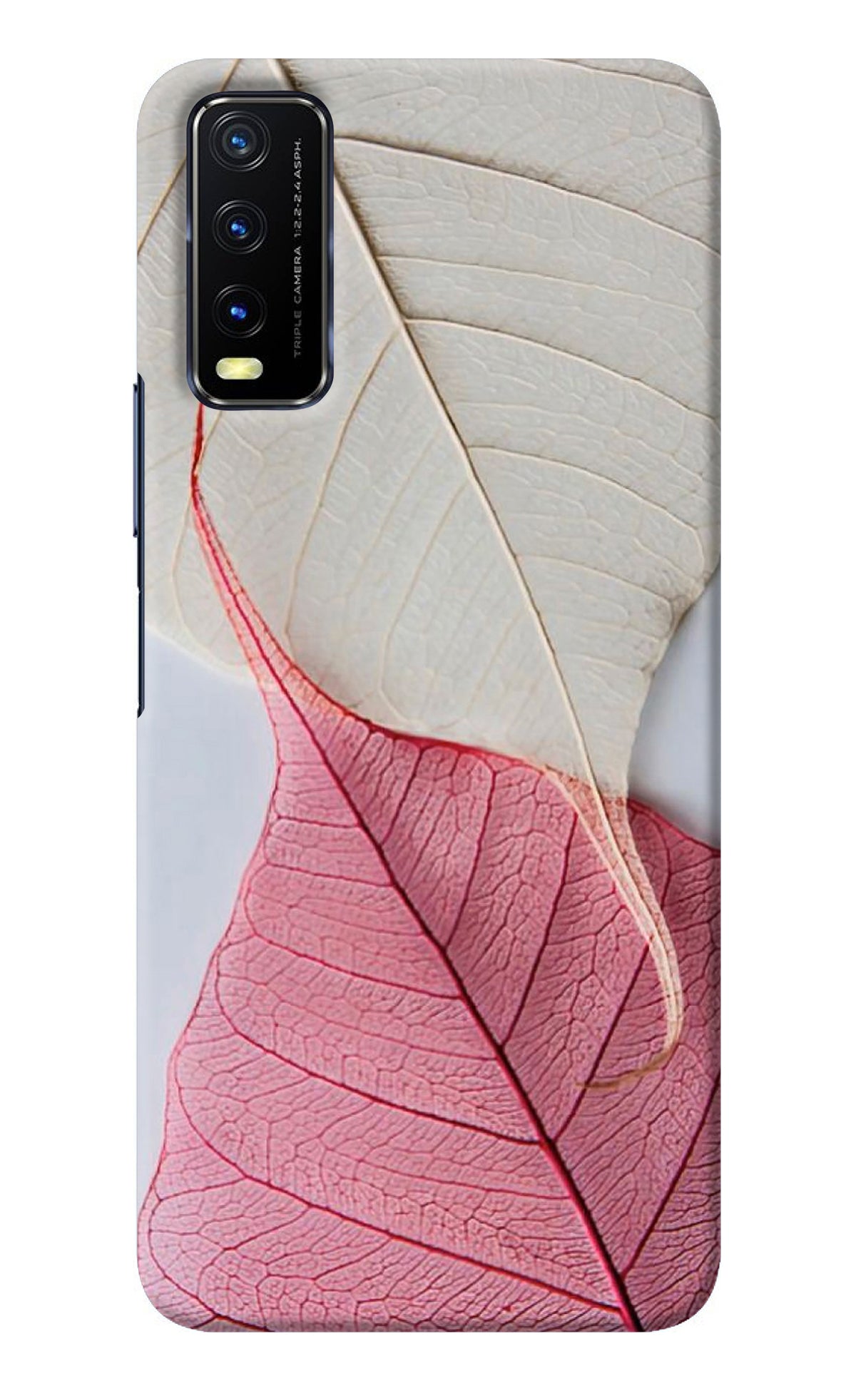 White Pink Leaf Vivo Y20/Y20i Back Cover