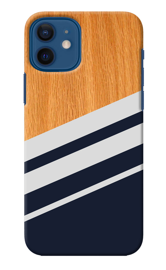 Blue and white wooden iPhone 12 Back Cover