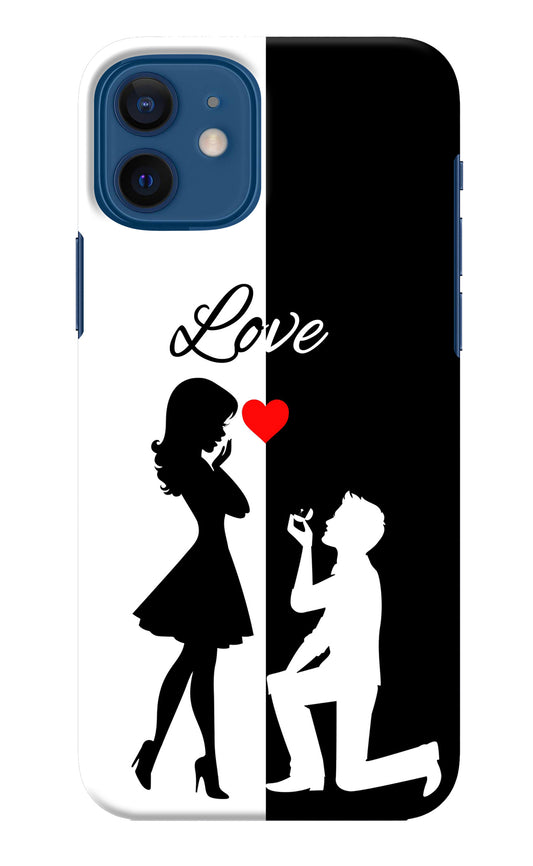 Love Propose Black And White iPhone 12 Back Cover