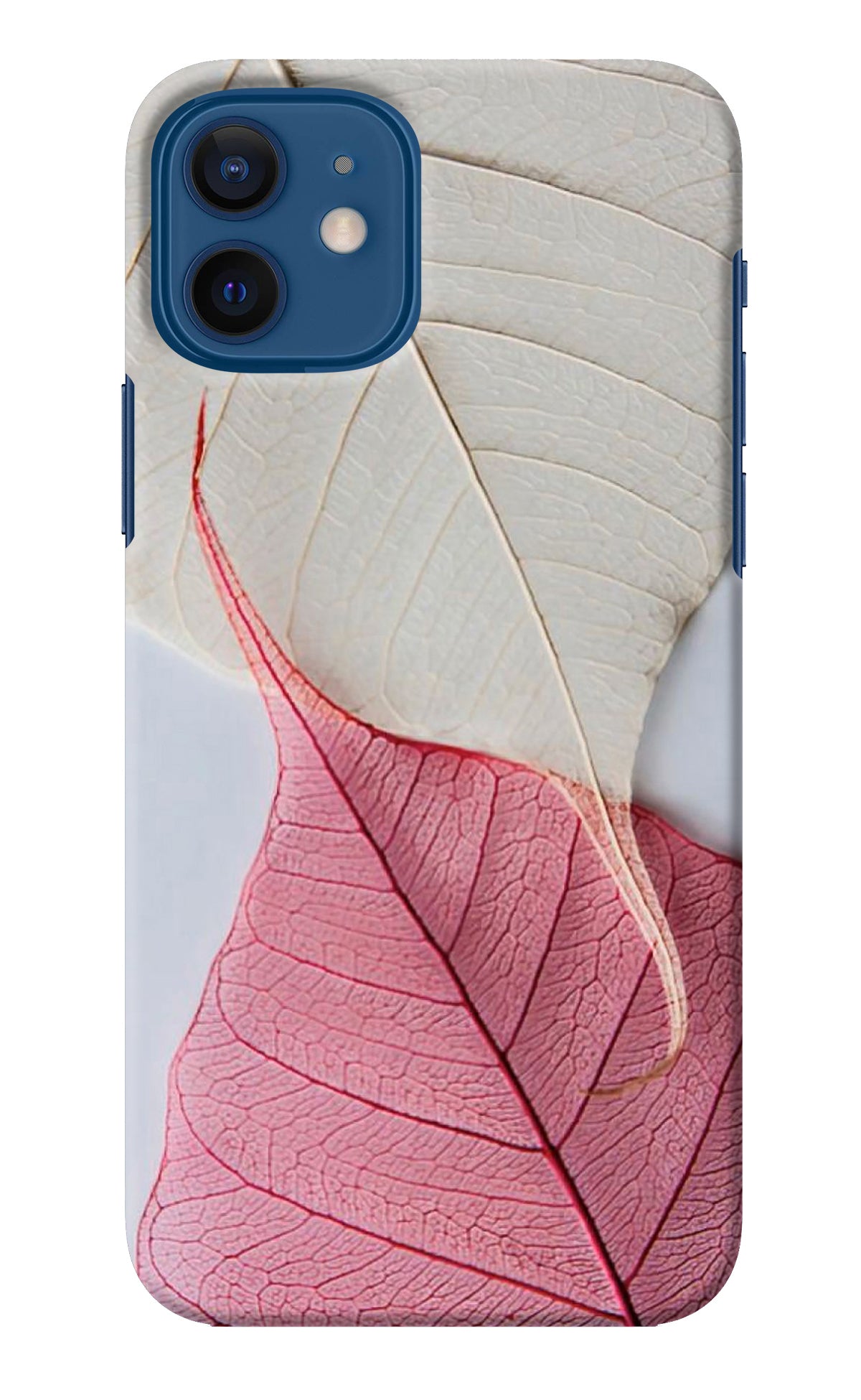 White Pink Leaf iPhone 12 Back Cover