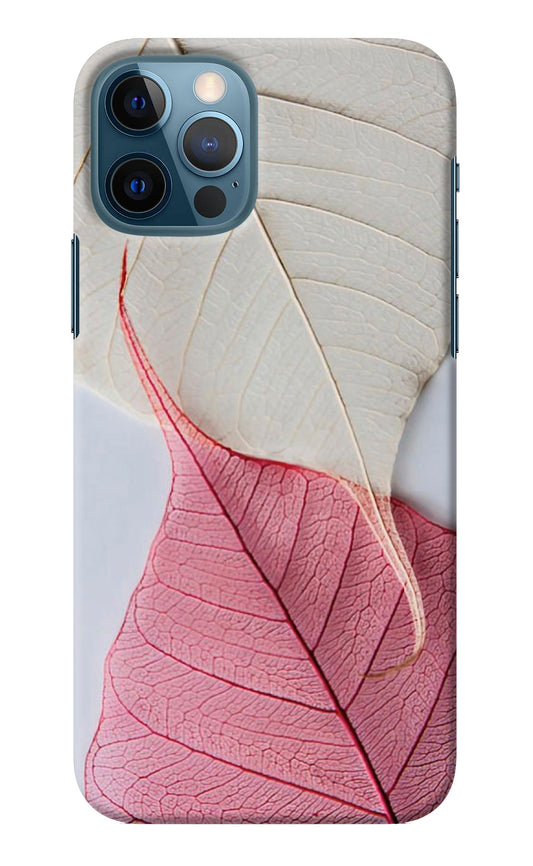 White Pink Leaf iPhone 12 Pro Back Cover