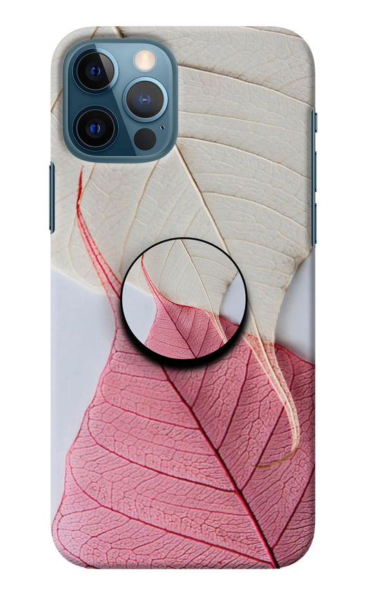 White Pink Leaf iPhone 12 Pro Pop Case