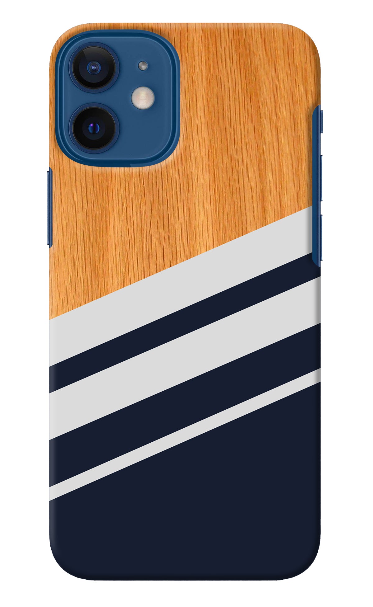 Blue and white wooden iPhone 12 Mini Back Cover