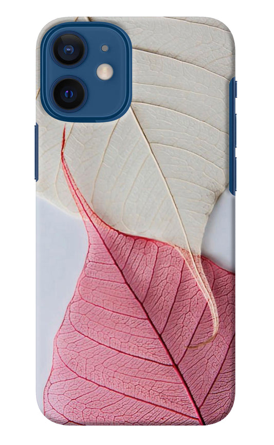 White Pink Leaf iPhone 12 Mini Back Cover