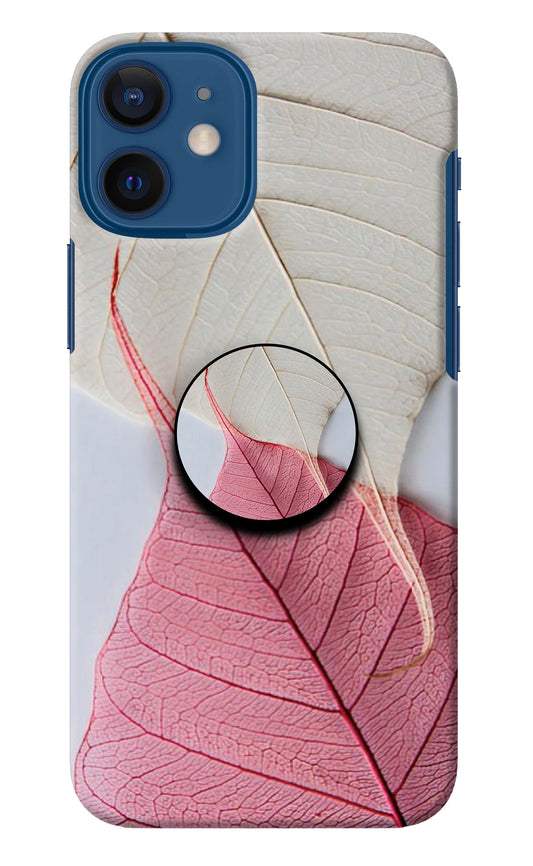 White Pink Leaf iPhone 12 Mini Pop Case