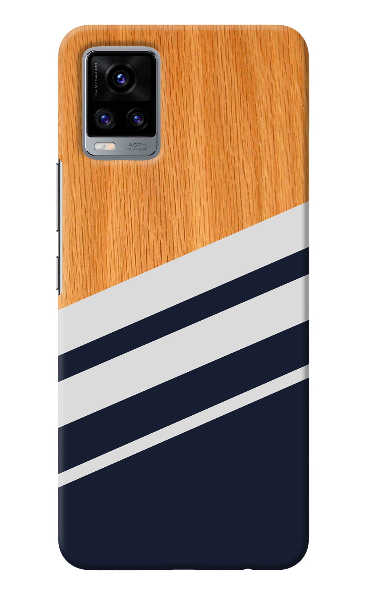 Blue and white wooden Vivo V20 Back Cover