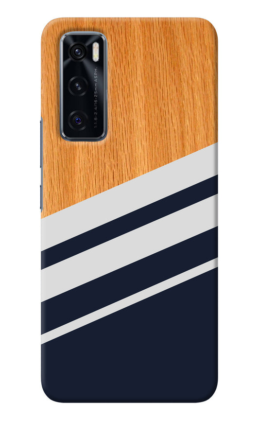 Blue and white wooden Vivo V20 SE Back Cover