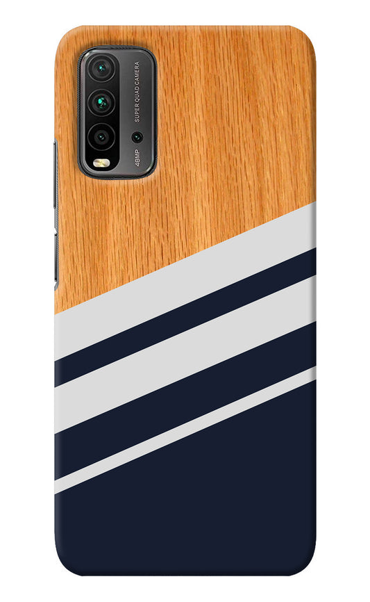 Blue and white wooden Redmi 9 Power Back Cover