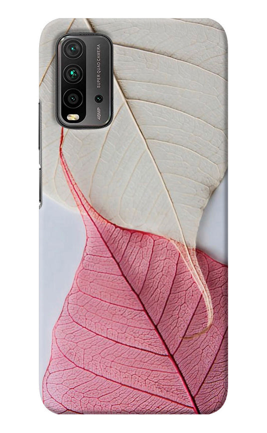 White Pink Leaf Redmi 9 Power Back Cover