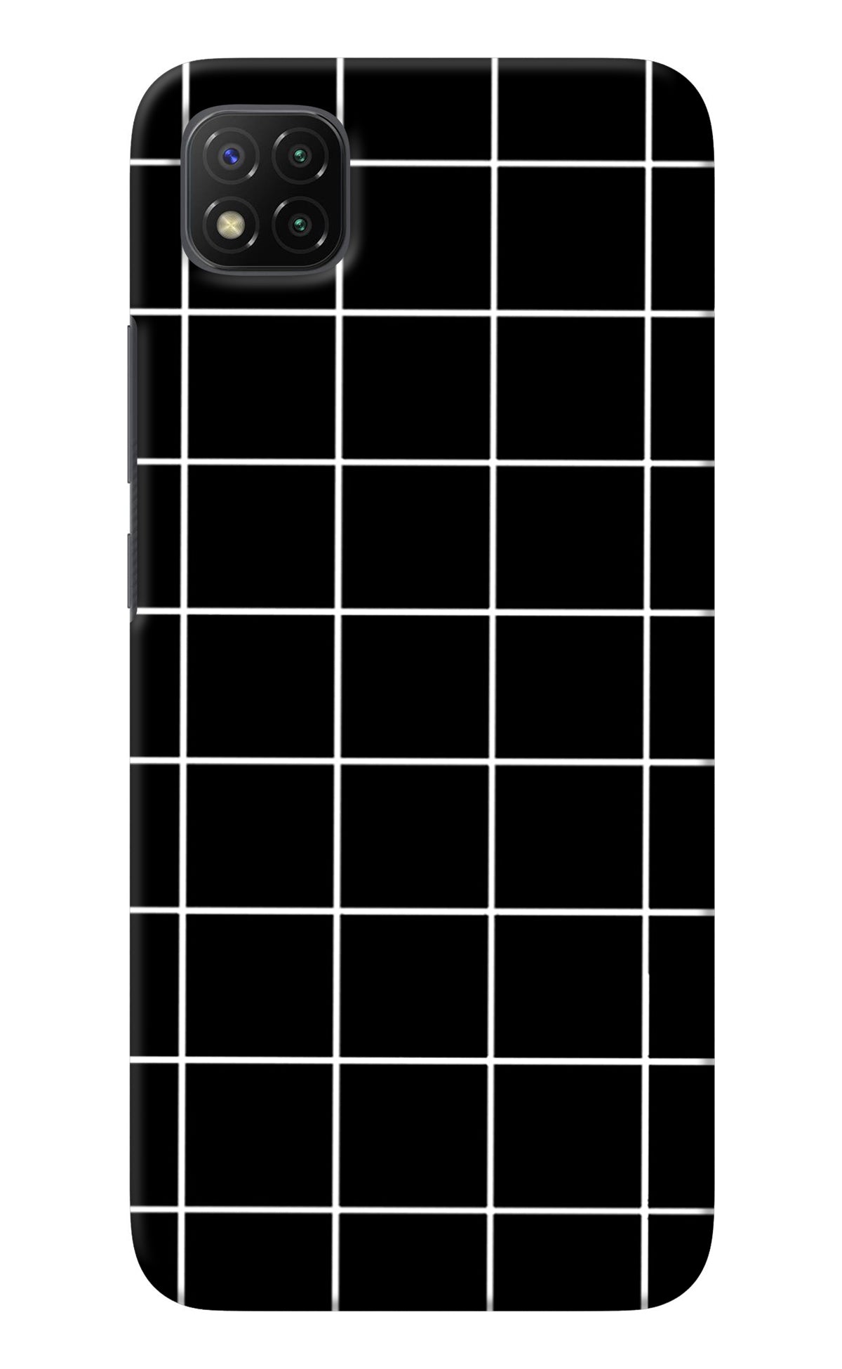 White Grid Poco C3 Back Cover