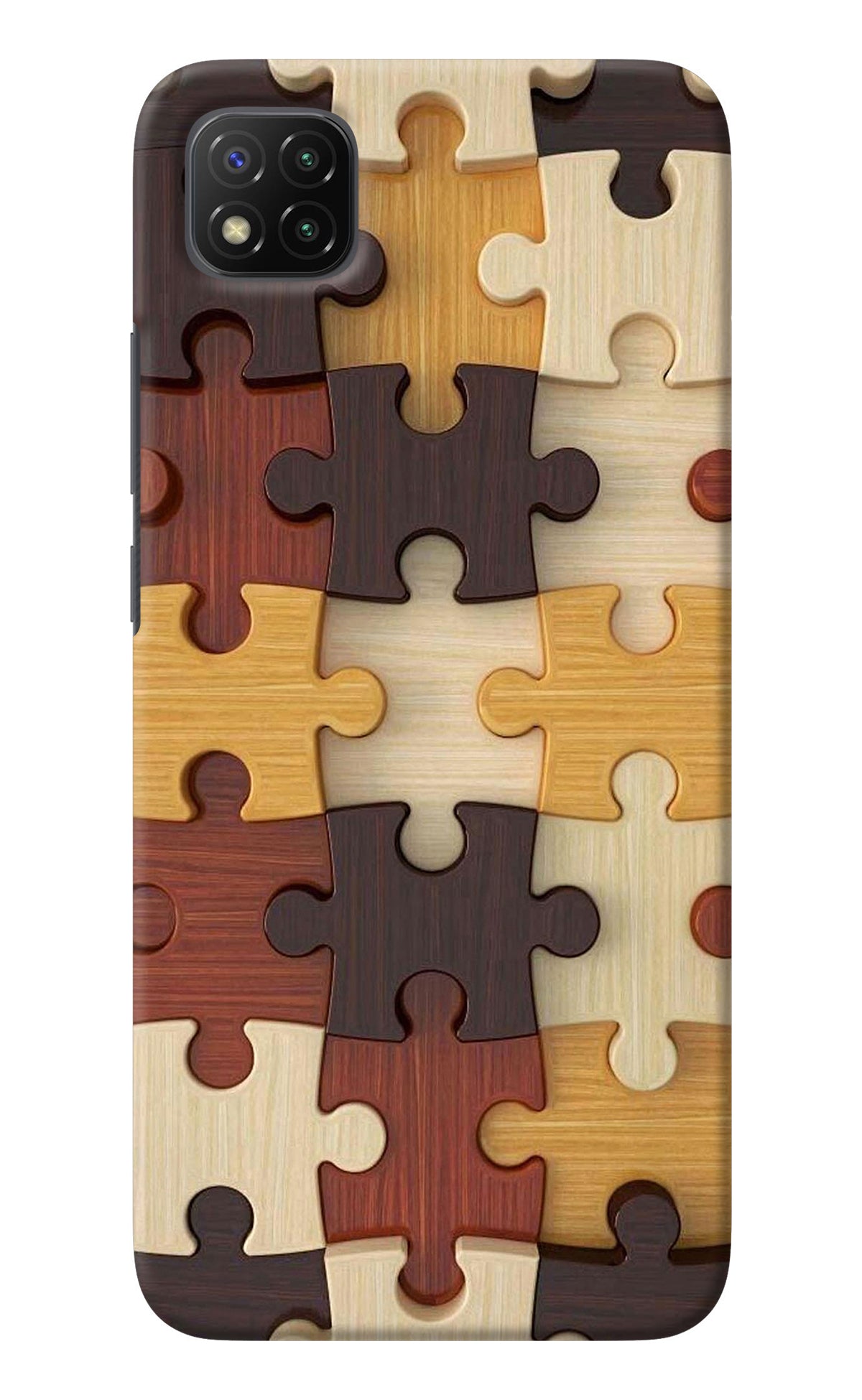 Wooden Puzzle Poco C3 Back Cover