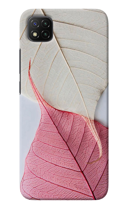 White Pink Leaf Poco C3 Back Cover