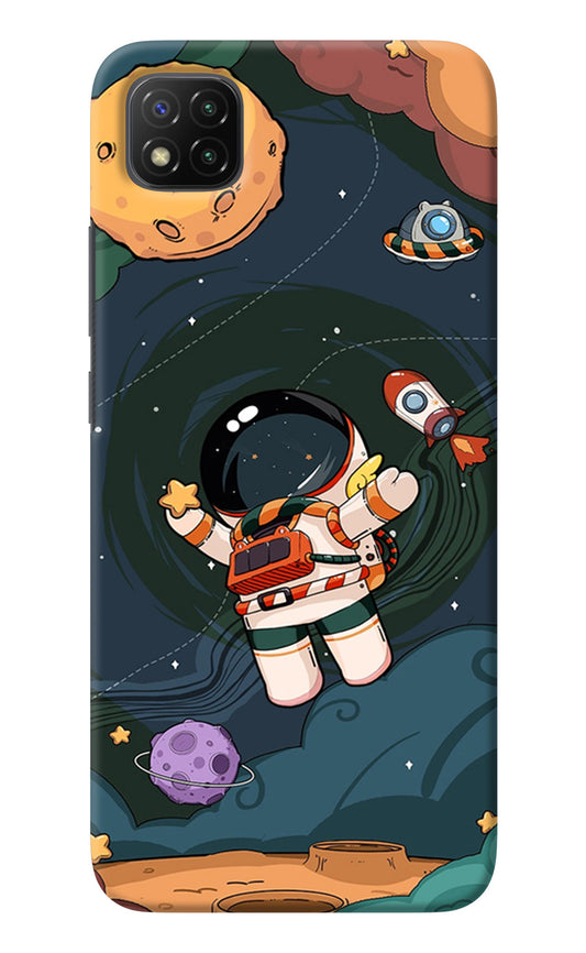 Cartoon Astronaut Poco C3 Back Cover