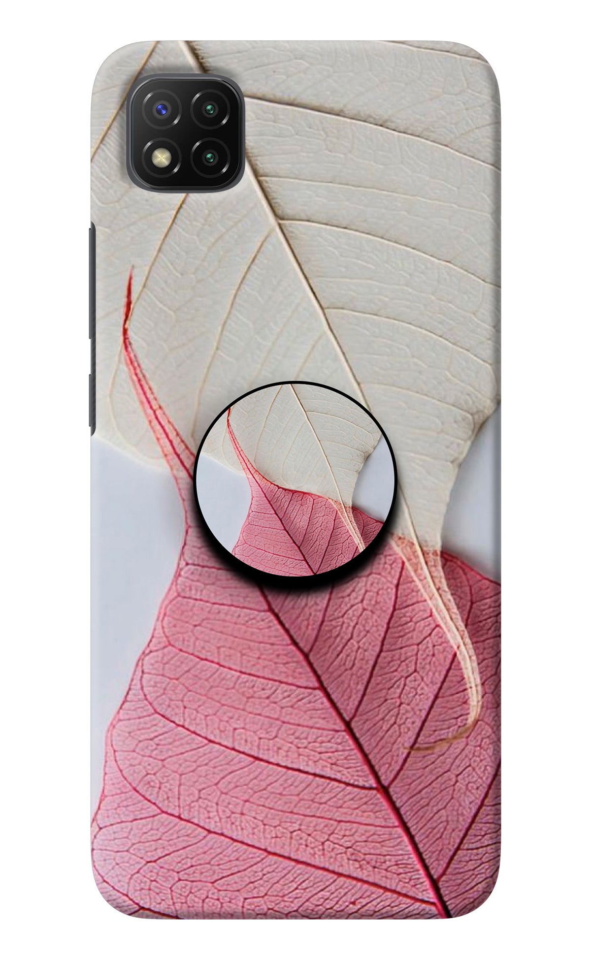 White Pink Leaf Poco C3 Pop Case