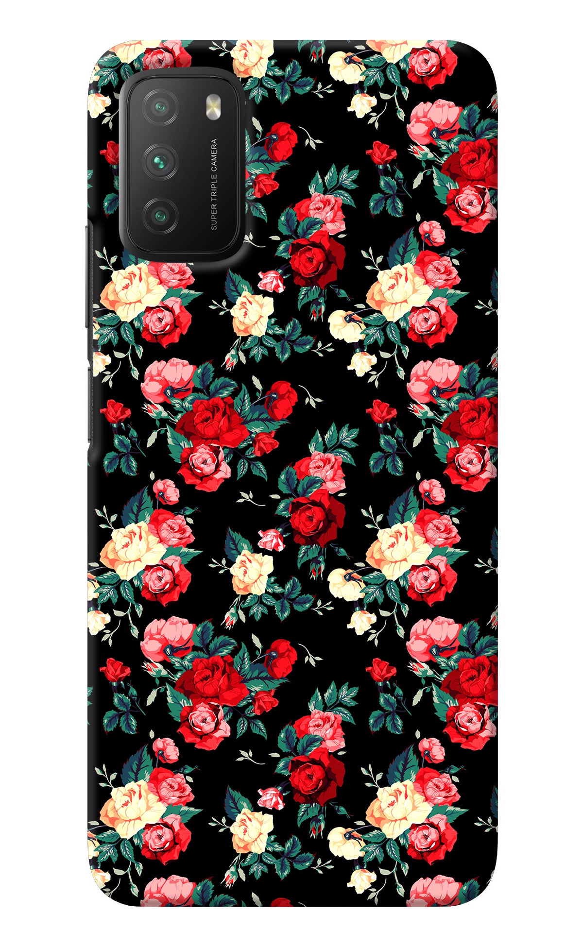 Rose Pattern Poco M3 Back Cover