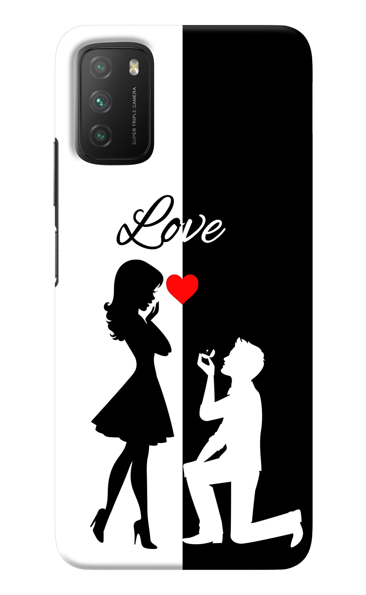 Love Propose Black And White Poco M3 Back Cover