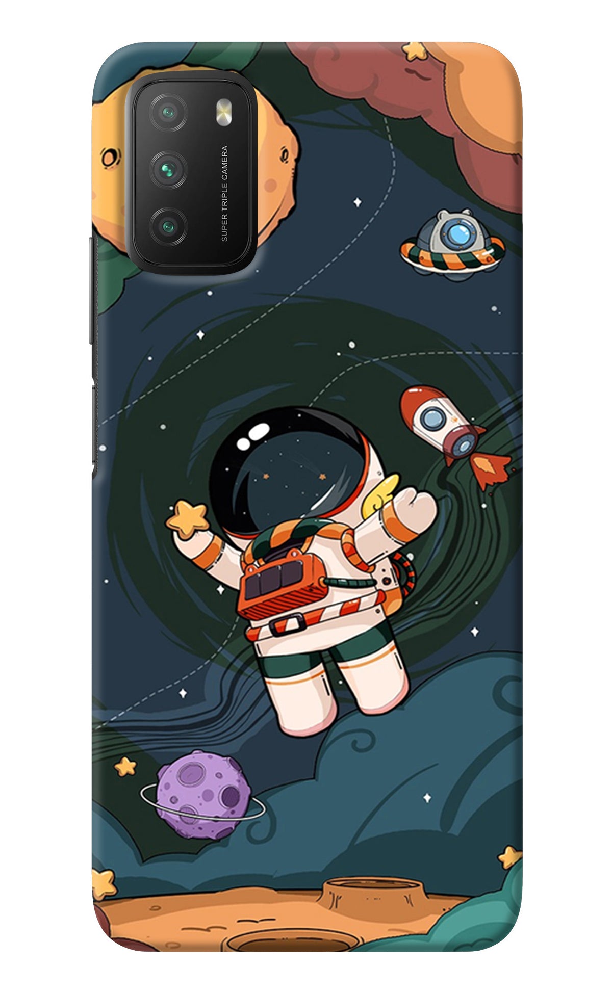 Cartoon Astronaut Poco M3 Back Cover