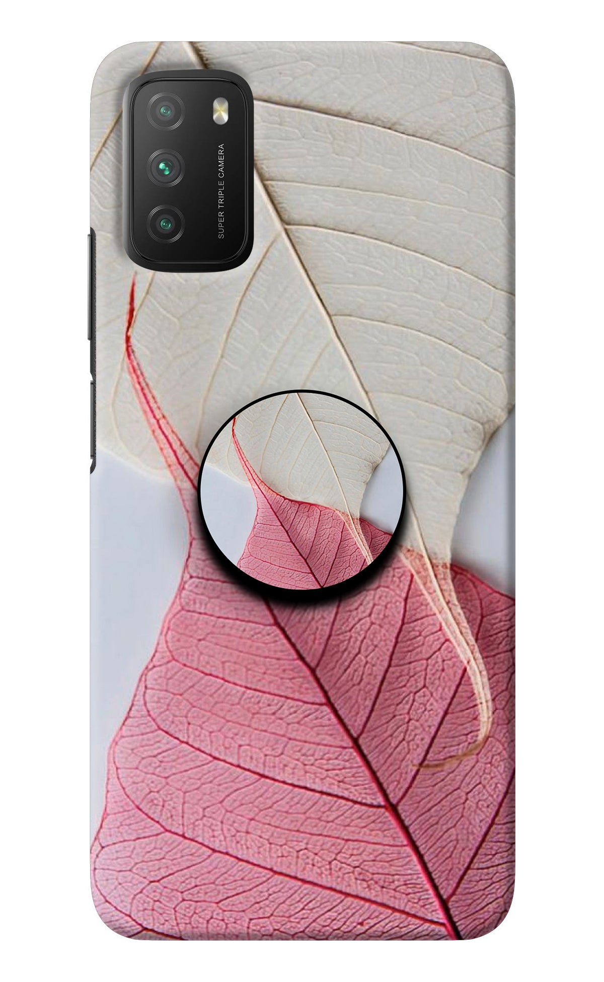 White Pink Leaf Poco M3 Pop Case