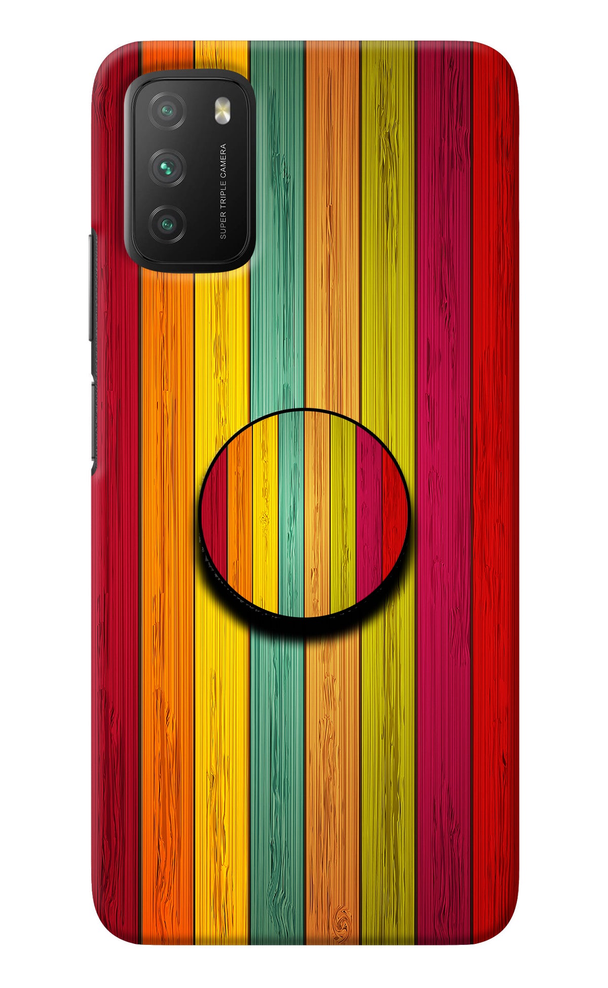 Multicolor Wooden Poco M3 Pop Case