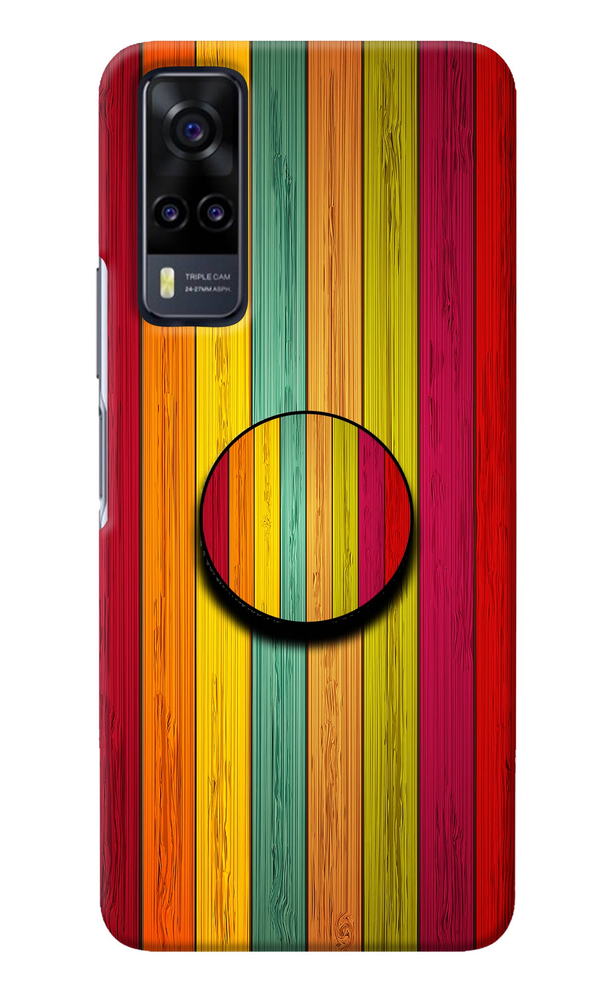 Multicolor Wooden Vivo Y31 Pop Case