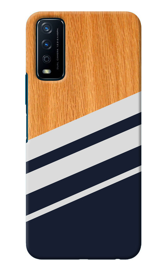 Blue and white wooden Vivo Y12s Back Cover