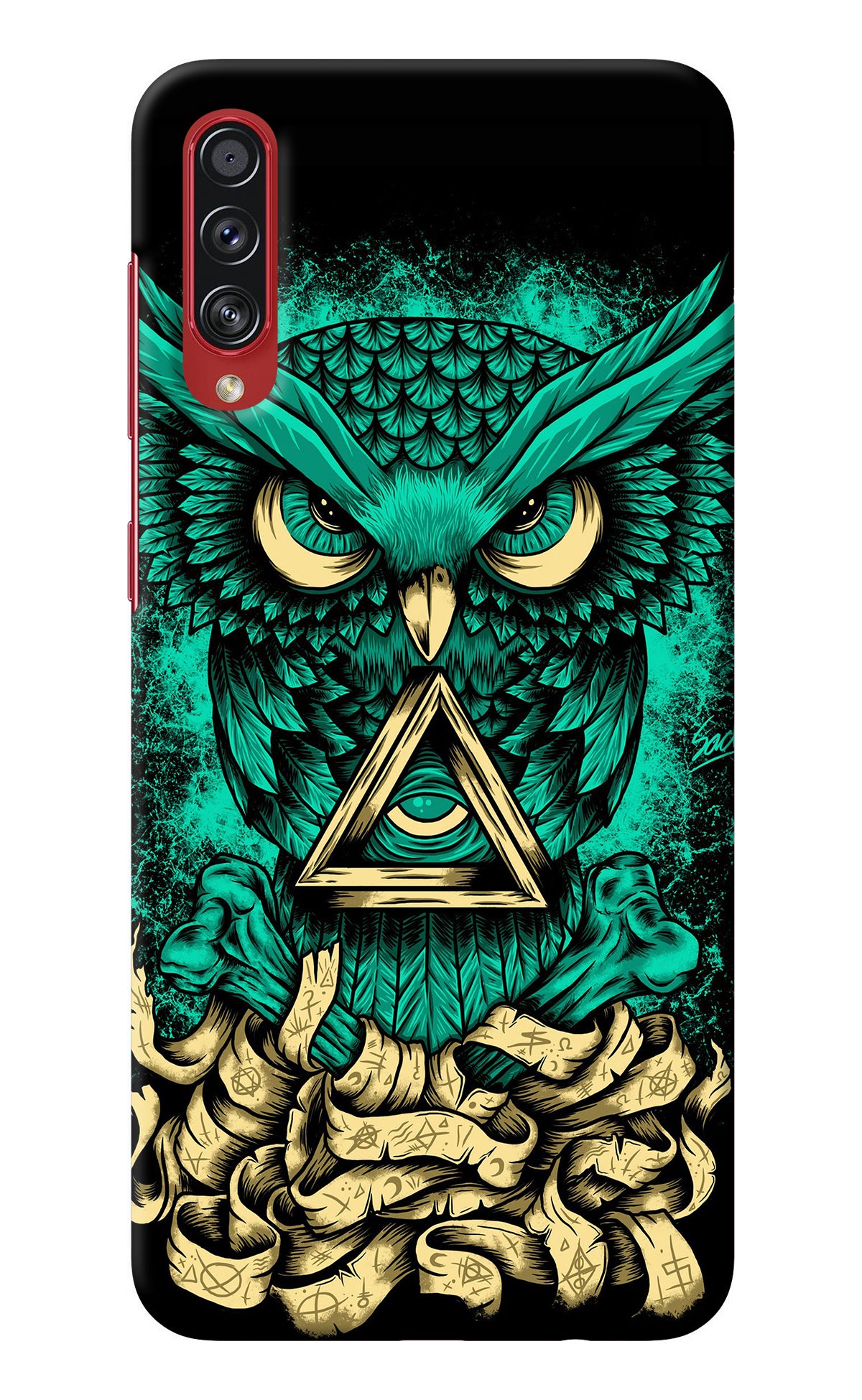 Green Owl Samsung A70s Back Cover