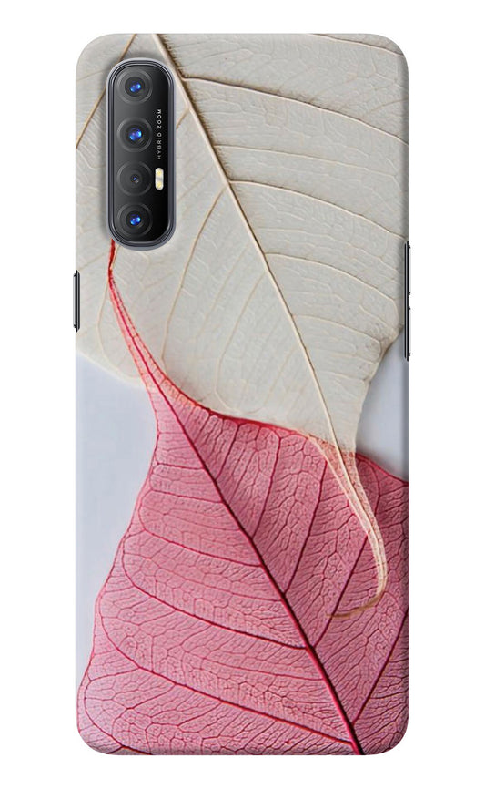 White Pink Leaf Oppo Reno3 Pro Back Cover