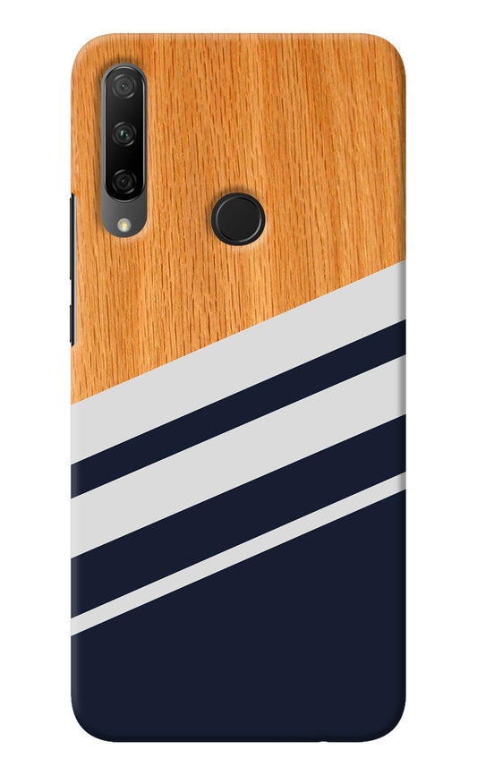 Blue and white wooden Honor 9X Back Cover