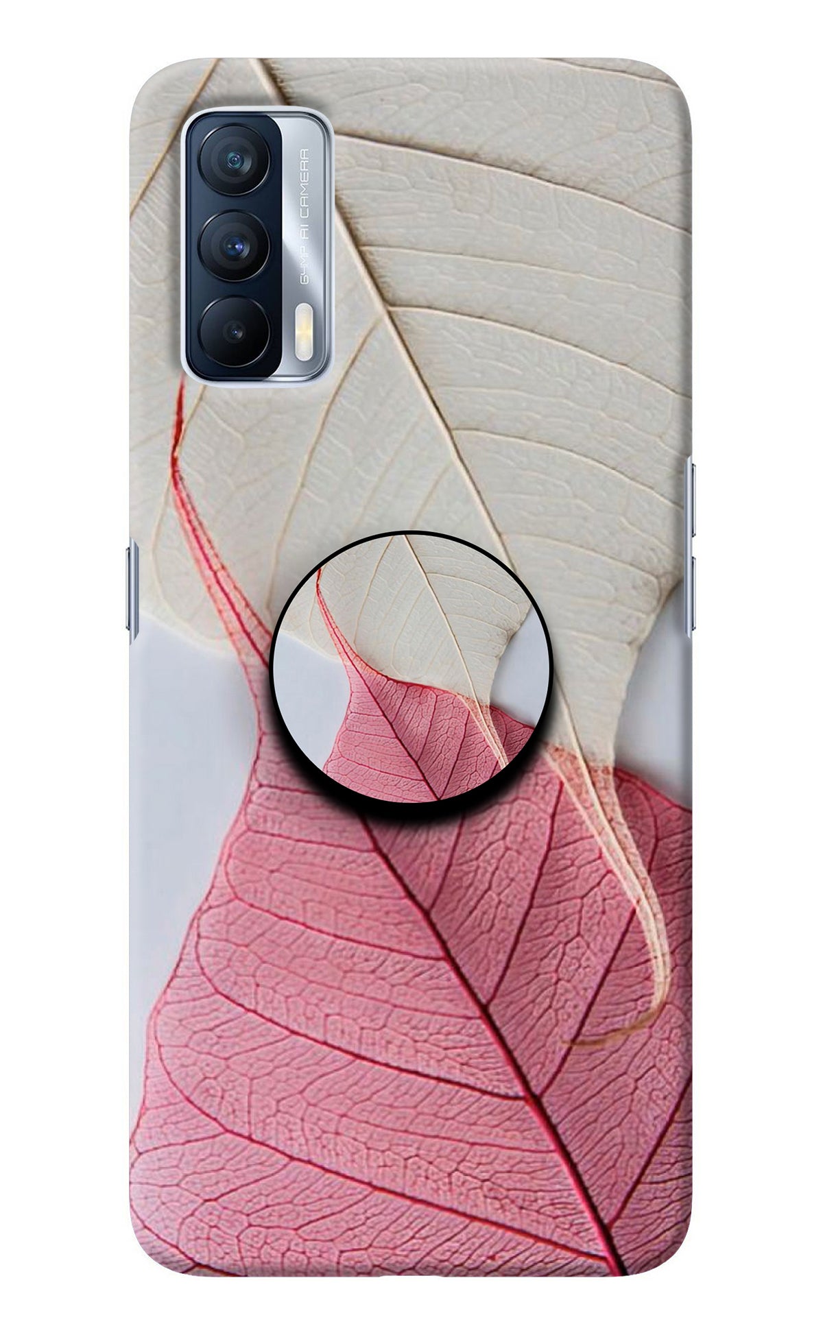 White Pink Leaf Realme X7 Pop Case