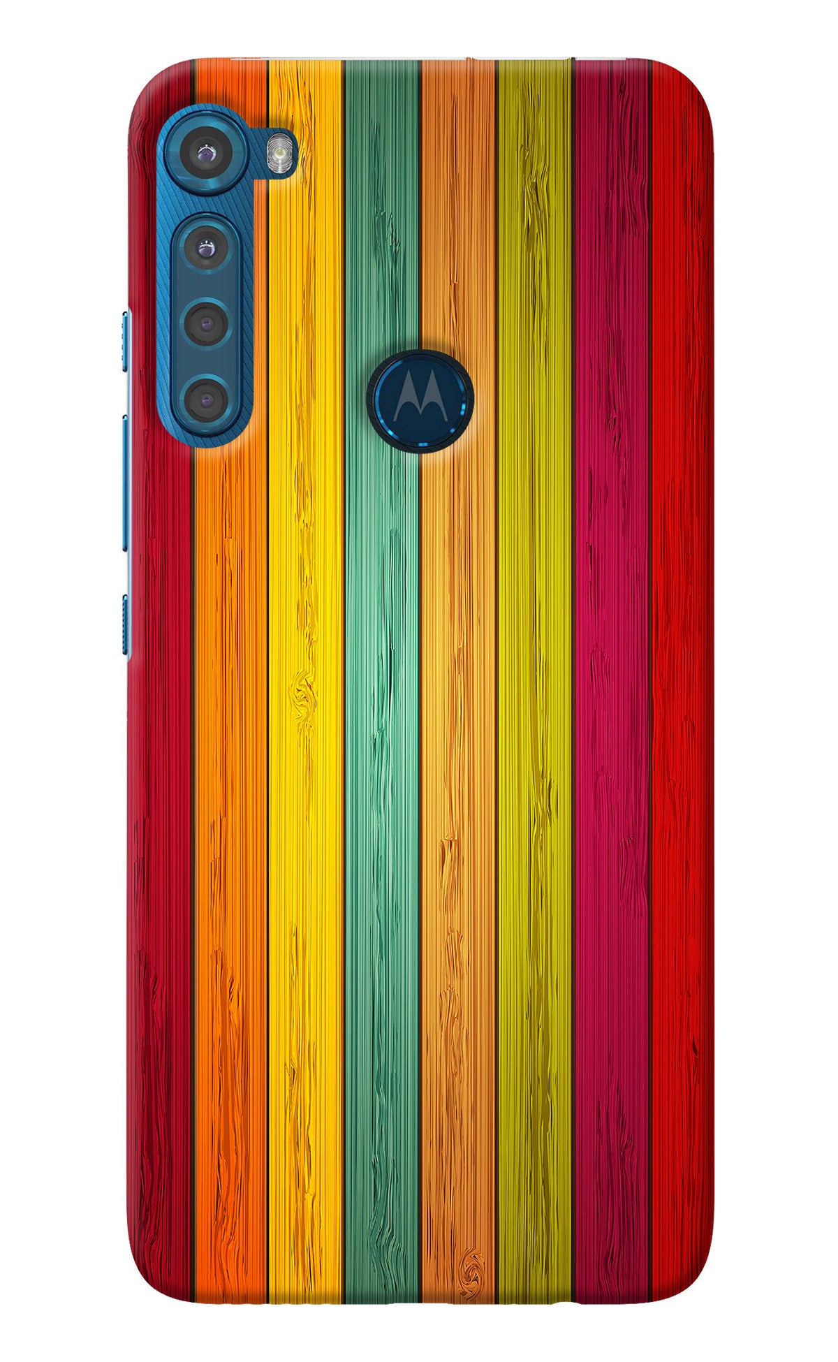 Multicolor Wooden Motorola One Fusion Plus Back Cover