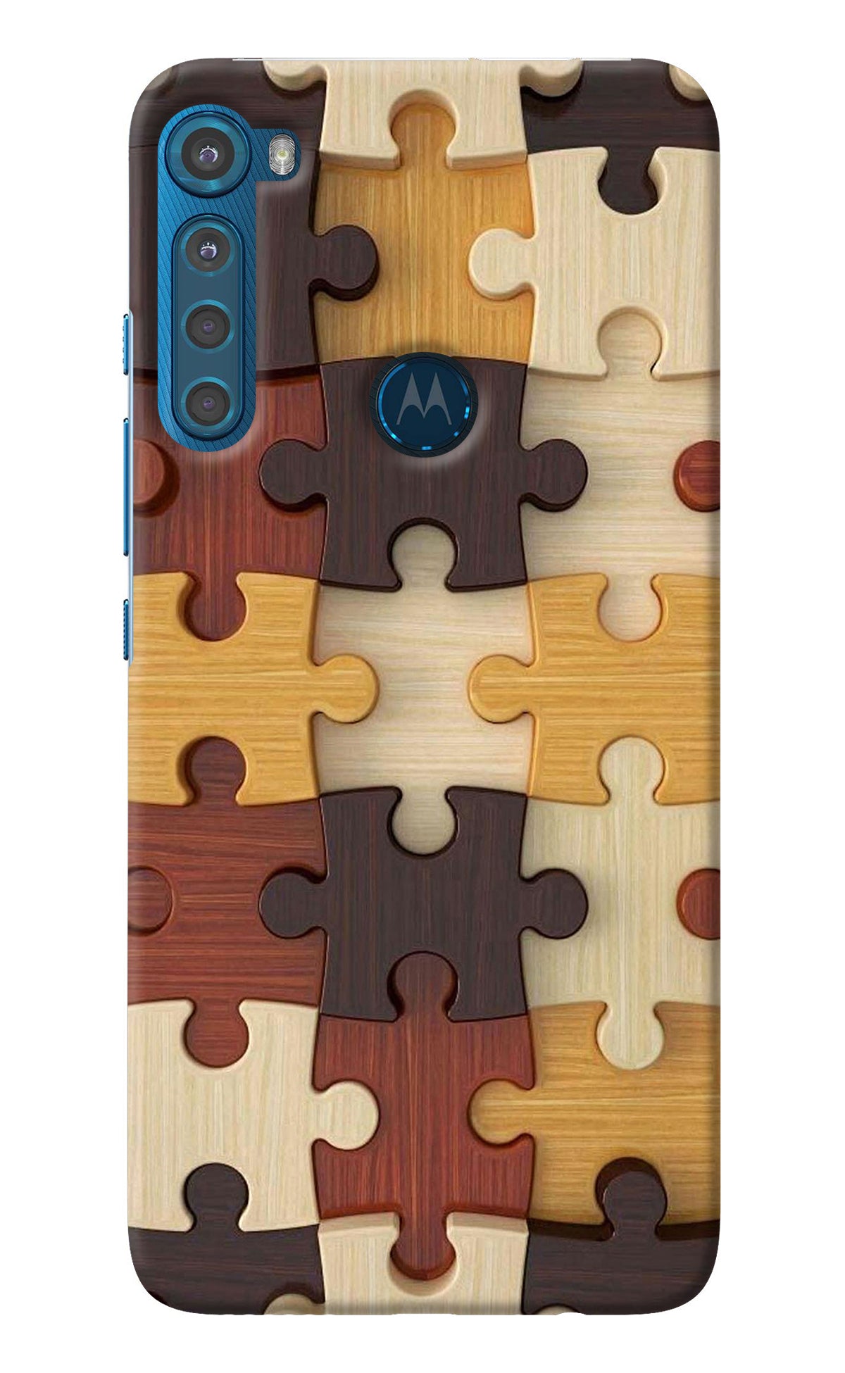 Wooden Puzzle Motorola One Fusion Plus Back Cover