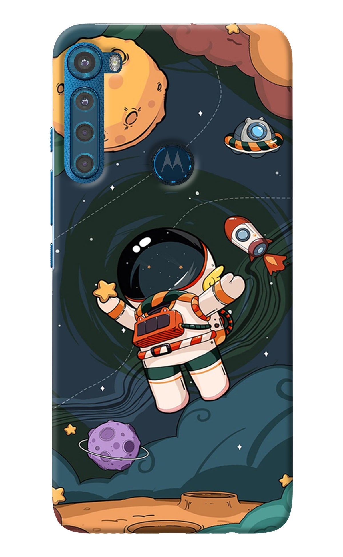 Cartoon Astronaut Motorola One Fusion Plus Back Cover