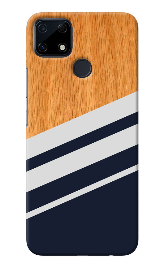 Blue and white wooden Realme Narzo 30A Back Cover