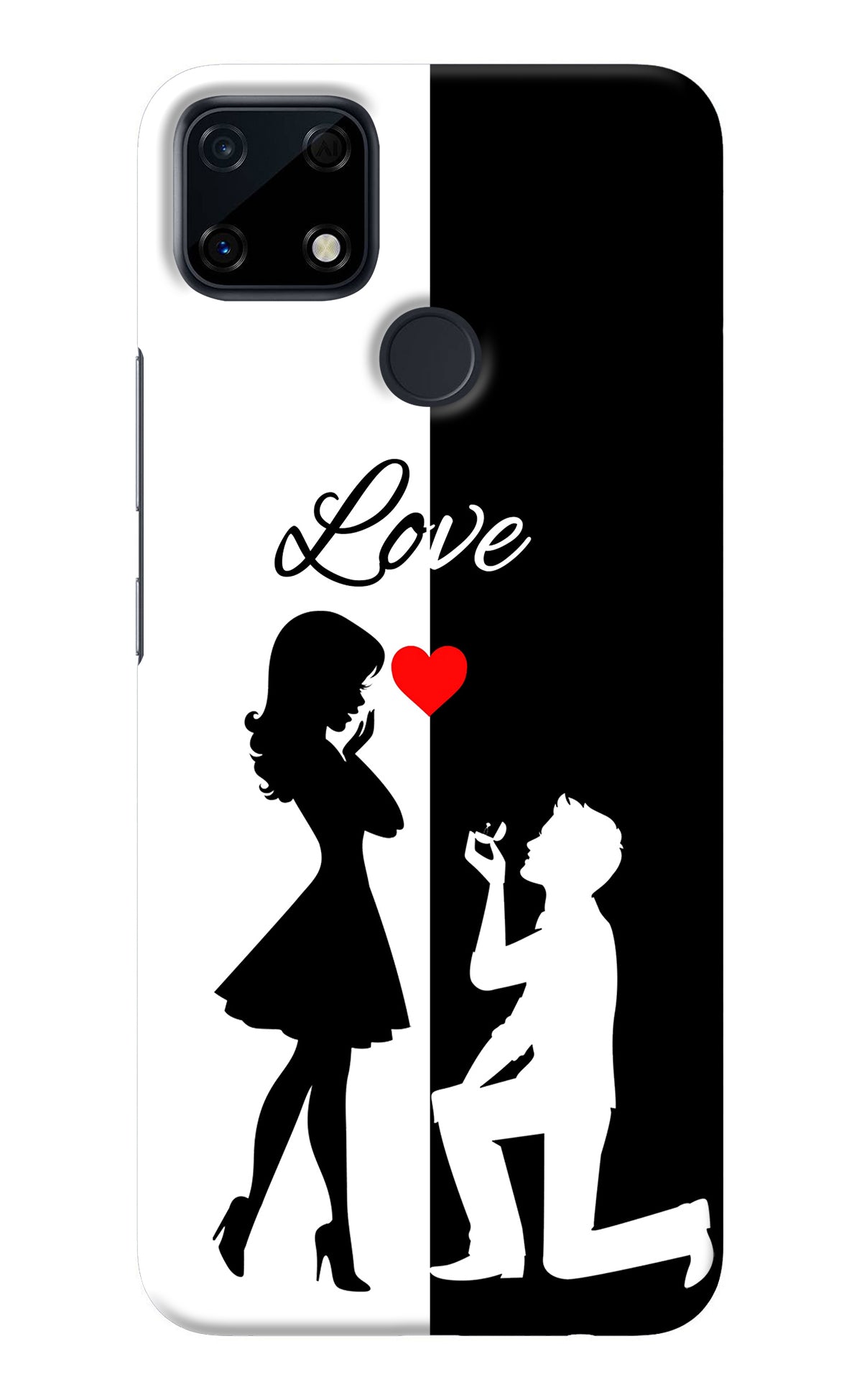 Love Propose Black And White Realme Narzo 30A Back Cover