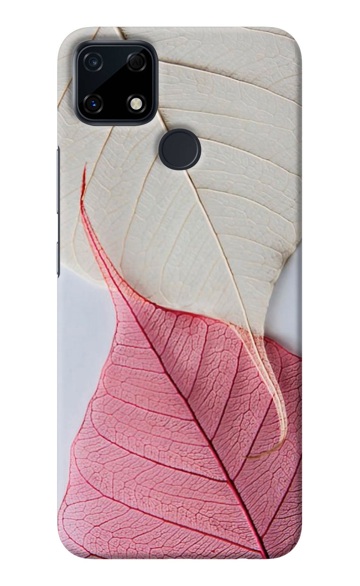 White Pink Leaf Realme Narzo 30A Back Cover