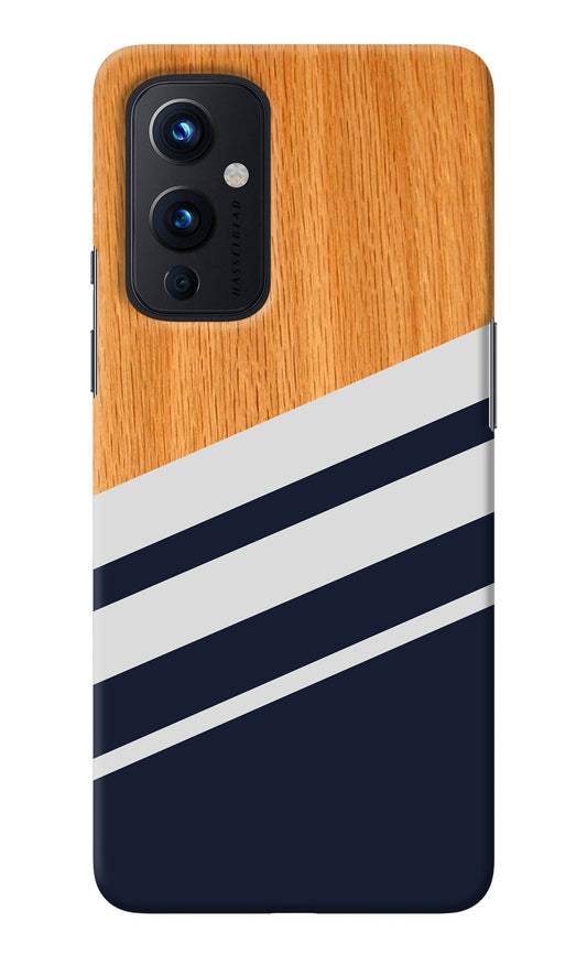 Blue and white wooden Oneplus 9 Back Cover