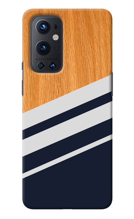 Blue and white wooden Oneplus 9 Pro Back Cover