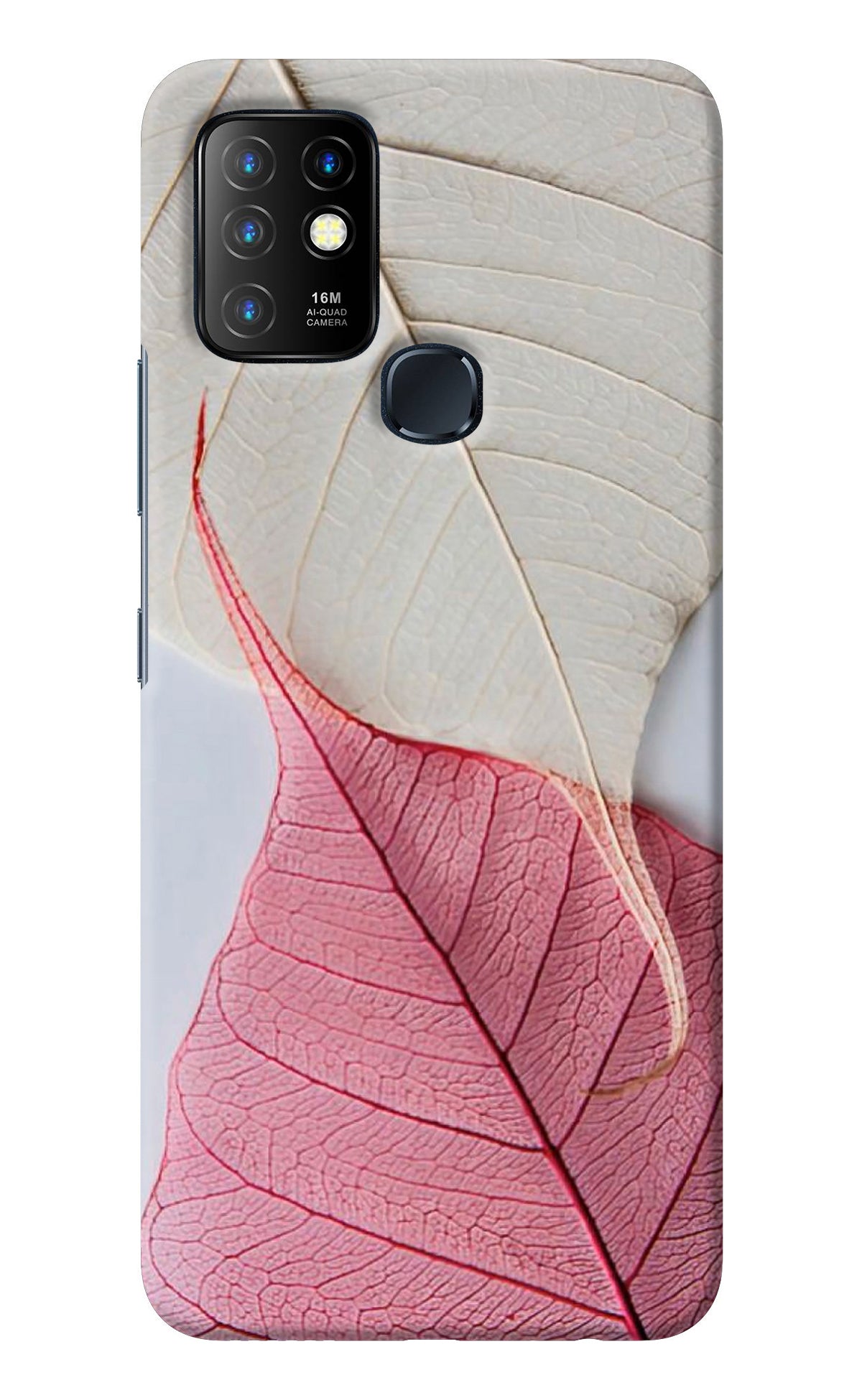 White Pink Leaf Infinix Hot 10 Back Cover