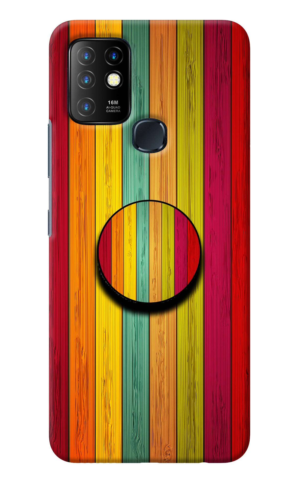 Multicolor Wooden Infinix Hot 10 Pop Case